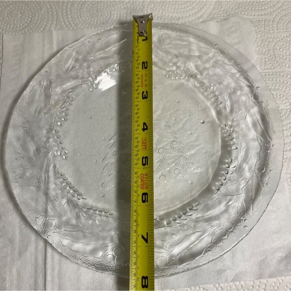 Vintage Clear Glass Christmas Tree Embossed Dessert Plate Trinket Plate - Picture 7 of 7